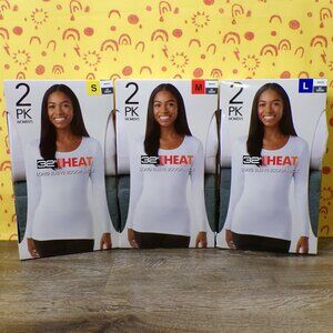 32 Degrees NIB Women's Heat Tee, 2-pack White & HT Green Size: S, M or L